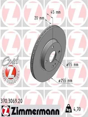 Produktbild von 2x ZIMMERMANN 370.3069.20 Bremsscheibe Vorderachse
