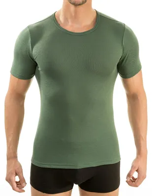 Herren kurzarm Shirt Rundhals olive