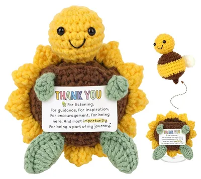 Pocket Hug Sonnenblumen-Schildkröte, handgehäkelt, Dankeschön