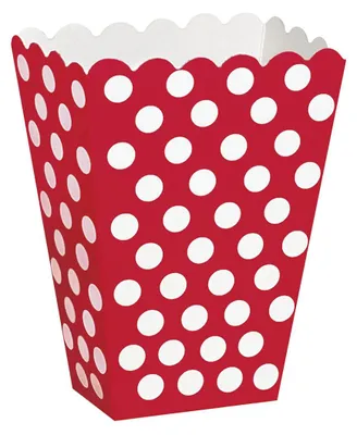 Zdjęcie produktu dla Pudełka na popcorn czerwone w białe kropki - 8 szt.