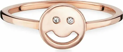 Zdjęcie produktu dla pierścionek cai 925 srebro pozłacane różowym złotem cyrkonia Smile