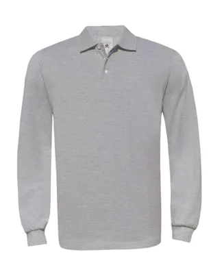 Produktbild von Poloshirt Safran Longsleeve / Uni - Farbe: Heather Grey - Größe: L