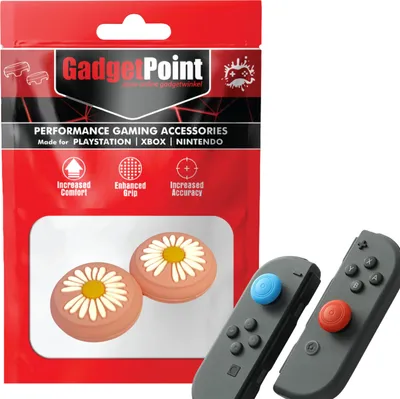 Produktbild von Thumbgrips - Thumb Grips voor Nintendo Switch Joy-Con Controllers - Gaming Thumbgrips - Performance Anti-Slip Thumbsticks - Bescherming Accessoires - Bloemetjes Roze -