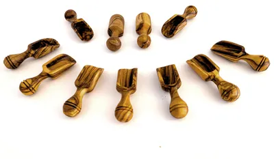 11 Mini-Schöpfkellen aus Olivenholz, handgefertigt, 6 cm