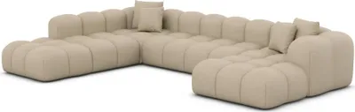 Produktbild von Kunstleder U-Form XXL Lounge Wohnlandschaft Valora Beige Rechts