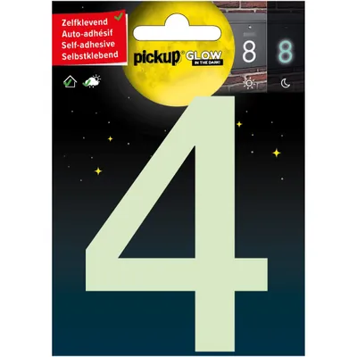 Imagen del producto de Números luminiscentes en la oscuridad, con forma de "4", de 10 a 100 mm, autoadhesivos.