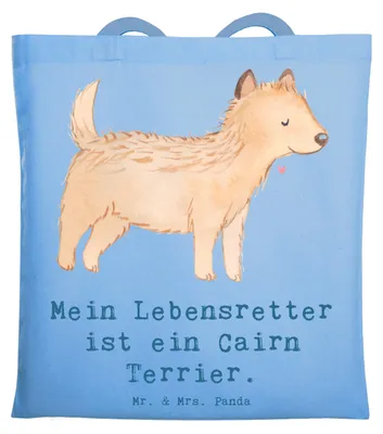 Produktbild von Mr. & Mrs. Panda Shopping Tasche Cairn Terrier Lebensretter - Sky Blue - Geschenk, Stoffbeutel, Tragetasche, Tote Bag, Schultasche