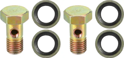 Produktbild von Universelle M8x1 23mm Länge Motorrad 3-Loch-Hohlschrauben mit Unterlegscheiben Set Bremse Hohlschrauben metrisches Gewinde Bronze Ton - Packung mit 6
