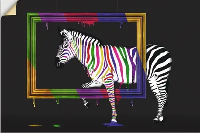 Produktbild von ARTland Wandbild, selbstklebend Das Regenbogen Zebra Größe: 120x80 cm