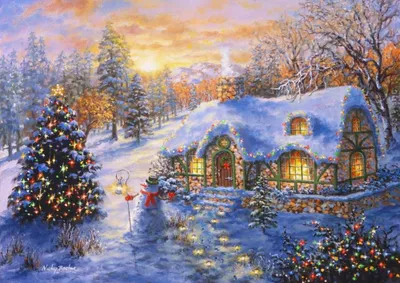 Image de Puzzle Bluebird Puzzle de Noël Christmas Cottage - 2000 pièces