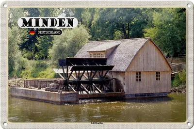 Produktbild von Blechschild Städte Minden Schifssmühle Fluss 30x20cm