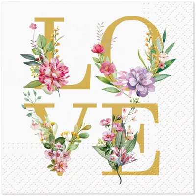Immagine prodotto di Tovaglioli a 3 strati "Love Power", 1/4, 25 x 25 cm, 20 pezzi.