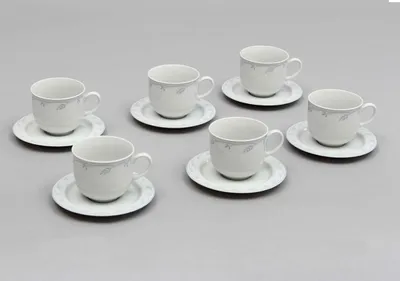 Obrázok produktu pre Šálky a podšálky, český porcelán, 165 ml, Opal, polená, 6 ks, Thun 1794