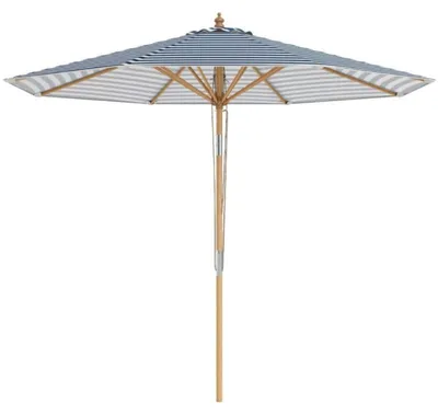 Zdjęcie produktu dla Parasol ogrodowy drewniany NP12796LS, średnica 270 cm, nachylenie 30° w obie strony, kolor niebieski/biały