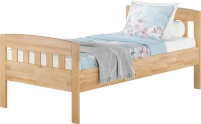 Produktbild von Stabiles Buchen-Einzelbett Seniorenbett in zeitlosem Stil 100x200 mit wählbarem Zubehör V-60.76-10ohne Zubehör