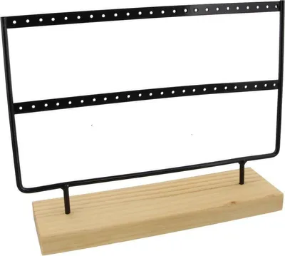Obrázek produktu pro Go Go Gadget – „Černý držák na šperky – 27 x 22 x 7 cm – kov a dřevo – stojan na náušnice – perfektní prezentace.“