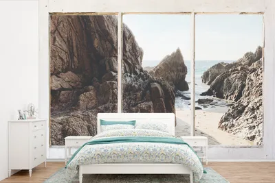Produktbild von MuchoWow® Fototapete für Wohnzimmer oder Schlafzimmer Wandtapete Vinyl Motivtapete Aussicht - Strand - Meer - 330x220 cm - Fototapeten