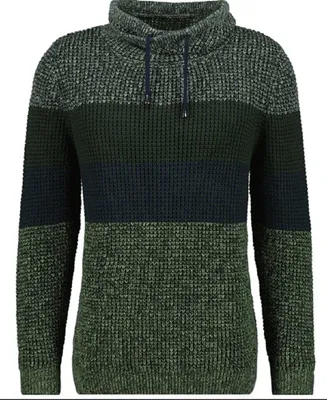 Rabe Pullover Strickpullover Tweed gestreift in grün