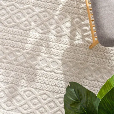 Produktbild von TT Home In-& Outdoorteppich Wetterfest Balkon Schlafzimmer Boho Skandi Motiv Unifarben Geometrische Optik Moderner Style Größe 200 cm Rund