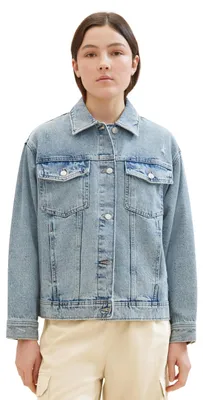 Produktbild von TOM TAILOR Denim Damen Oversized Fit Jeansjacke, 10122 - Destroyed Light Stone B