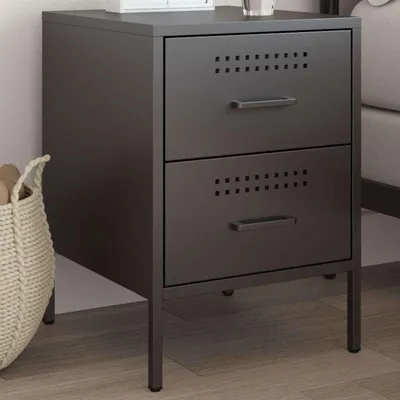 Immagine prodotto di vidaXL Comodino nero 36x39x50,5 cm acciaio