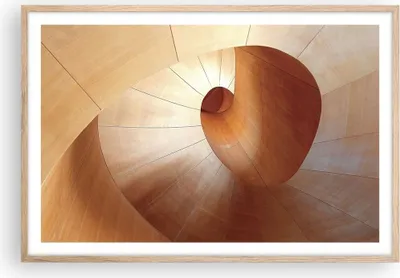 Produktbild von Gerahmtes Poster - Rahmen in heller Eiche - Dreidimensional Spirale Braun - 91,5x61 cm - Wand Bild - Wanddeko - Wandbilder - Kunstposter - Wandposter - Bilderrahmen - Bilder - P2NAA91x61-4652