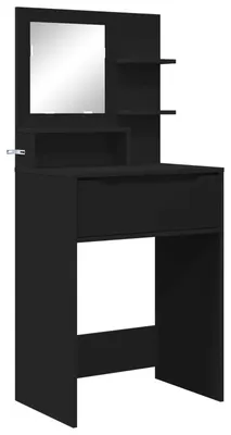 Zdjęcie produktu dla vidaXL Toaletka do sypialni z półką czarna 80 x 39,6 x 135 cm