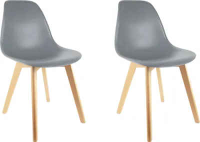 Image de Lot de 2 Chaises - HOME DECO FACTORY - Scandinaves - Grises