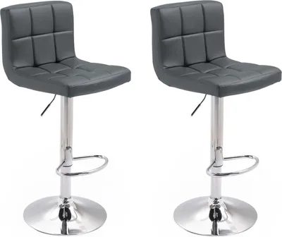 Produktbild von 2er Set Barhocker grau höhenverstellbar 86-106 cm drehbar gepolstert mit Fußstützen