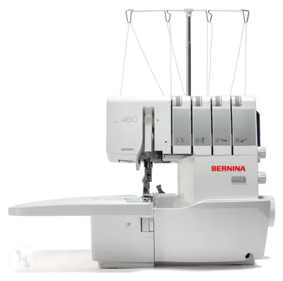 A white Bernina L 460 serger sewing machine is shown against a white background.