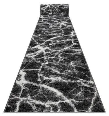 Image de TAPIS DE COULOIR BCF MORAD Marmur Marbre anthracite / noir 90 cm noir 90x490 cm