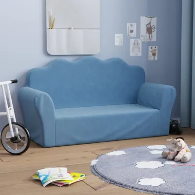 Produktbild von "2026 Promotion" Kindersofa 2-Sitzer Blau Weich Plüsch - Kindersofas CC21682