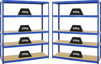 Produktbild von Mega Deal | 2x Schwerlastregal Giant Elephant | HxBxT 180x150x45 cm | Fachlast 200kg | Blau