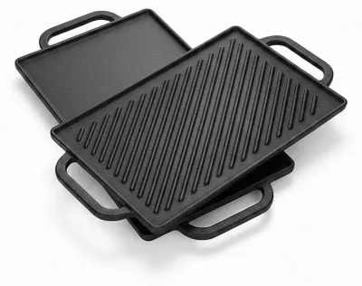 Obrázok produktu pre JL kuchyňa – Grilovacia doska z liatej železnej platne – Obojstranná – S rukoväťami, Obrázok generovaný UI