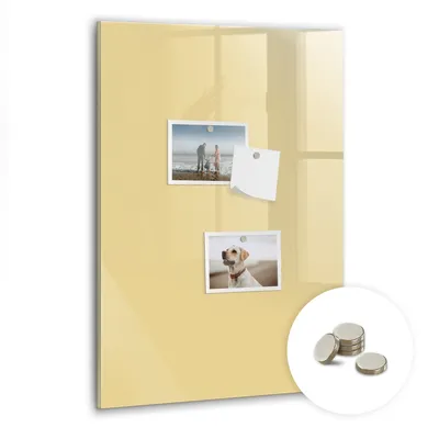 Immagine prodotto di Lavagna magnetica da parete, con superficie in vetro e bordo curvo. Include 5 magneti. Dimensioni: 40x60 cm. Colore: crema