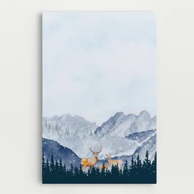 Produktbild von ARTHUB® Leinwandbild 40x60 cm, Winter Deers | Wohnzimmerdekoration, Hängende Bilder, Wanddekoration, Heimdekoration, Landschaften, Winter