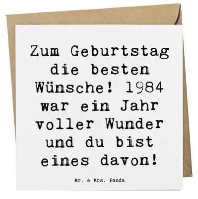 Produktbild von Mr. & Mrs. Panda Grußkarte Spruch 1984 Geburtstag - Weiß - Geschenk, Geburtsjahr, Klappkarte, Jahre voller Wunder, Happy Birthday, unvergesslicher, Glückwunsch, faltkarte