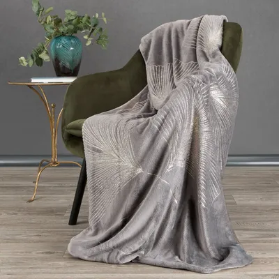 Produktbild von Eurofirany Decke Wohndecke Sofadecke Flano GINKO1 150x200 cm dunkelgrau