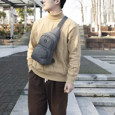 Produktbild von Herren Brusttasche Kleine Umhängetasche für Freizeit und Reisen in Grau