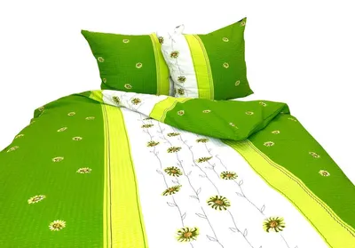 Produktbild von Bettwäsche, Waffelpiqué-Bettwäsche, bügelfrei, 100 % Baumwolle 160x200 0015-1 Grün, Blumen