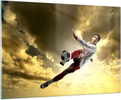 Produktbild von Bilder auf glas - Ball Junge Fußball Training - 100x70cm - Glasbilder - Wandbilder - Kunstdruck - zum Aufhängen bereit - Wanddekoration aus Glas - Glas Bilder - Wandbild auf Glas - GAA100x70-2106