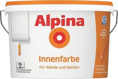 Produktbild von Alpina Innenfarbe, Wandfarbe für Wände & Decken Weiß Matt 10 Liter für ca. 55 m²