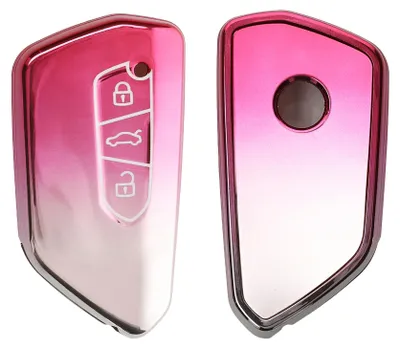 Produktbild von kwmobile Schlüsselhülle für VW Golf 8 3-Tasten Autoschlüssel Hülle - Autoschlüssel Schlüssel Hülle aus TPU Silikon - Schlüsselschutz Gehäuse in Rosa