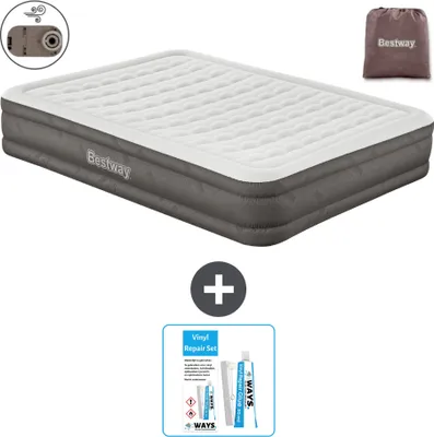 Productafbeelding van Bestway opblaasbare luchtbed - 2 personen - 152 x 203 x 36 cm - Bruin - Inclusief accessoires