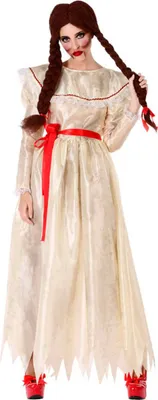 Produktbild von Horrorpuppe-Damenkostüm beige-rot XS / S