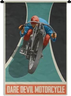 Produktbild von MuchoWow® Wandteppich Wandbehang Mancave - Motorrad - Vintage - Zitate 60x90 cm Tapisserie Dekoration Wandtuch - Foto-Teppich - Abwaschbar