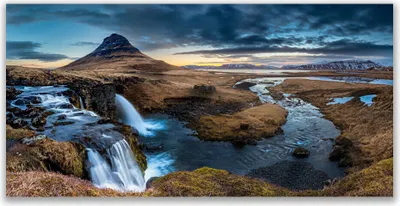 Produktbild von Glasbilder 120x60 Wandbild Druck auf Glas Gebirge Wasserfall See Landschaft