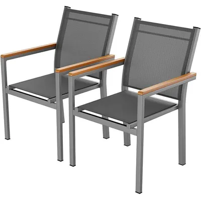 Obrázek produktu pro Sada 2 zahradních židlí CL03002-1, nosnost 150 kg, šedé