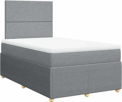 Image de vidaXL Lit boxspring avec matelas gris clair 120x190 cm Tissu