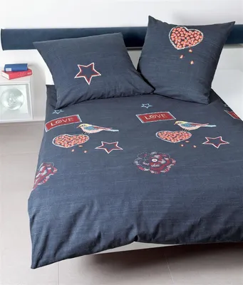 Produktbild von Janine Mako Satin Bettwäsche 2 teilig Bettbezug 135 x 200 cm Kopfkissenbezug 80 x 80 cm Palermo 65037-02 jeans